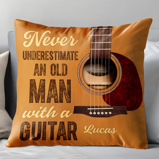 Never Underestimate An Old Man With A Guitar Wood Grain Design