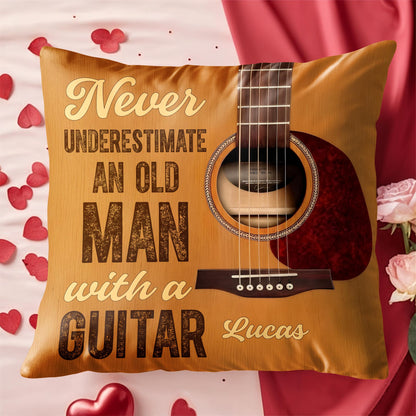Never Underestimate An Old Man With A Guitar Wood Grain Design