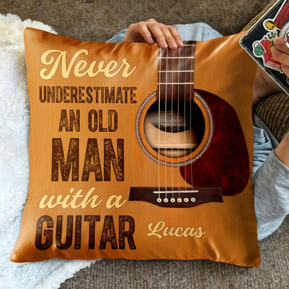 Never Underestimate An Old Man With A Guitar Wood Grain Design