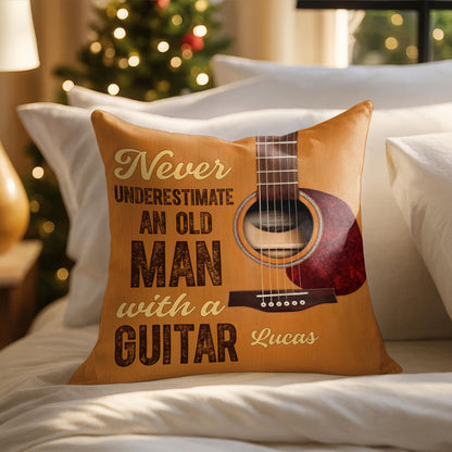 Never Underestimate An Old Man With A Guitar Wood Grain Design