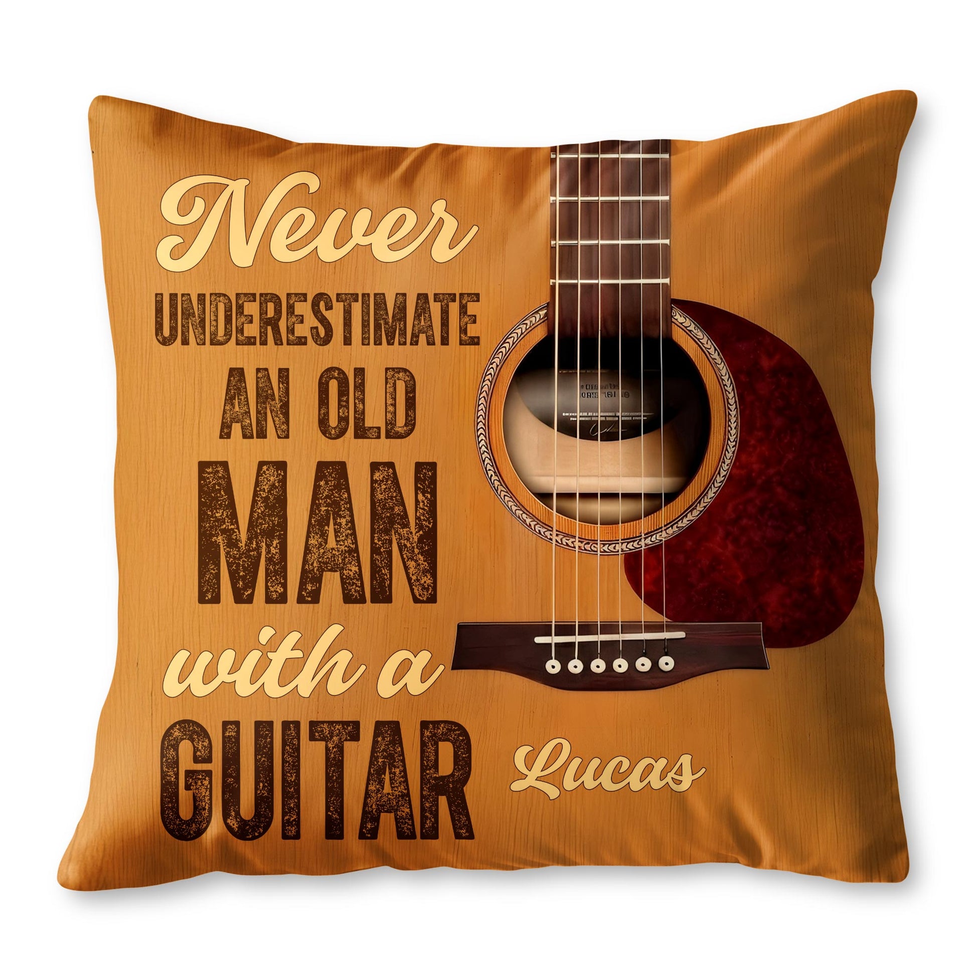 Never Underestimate An Old Man With A Guitar Wood Grain Design