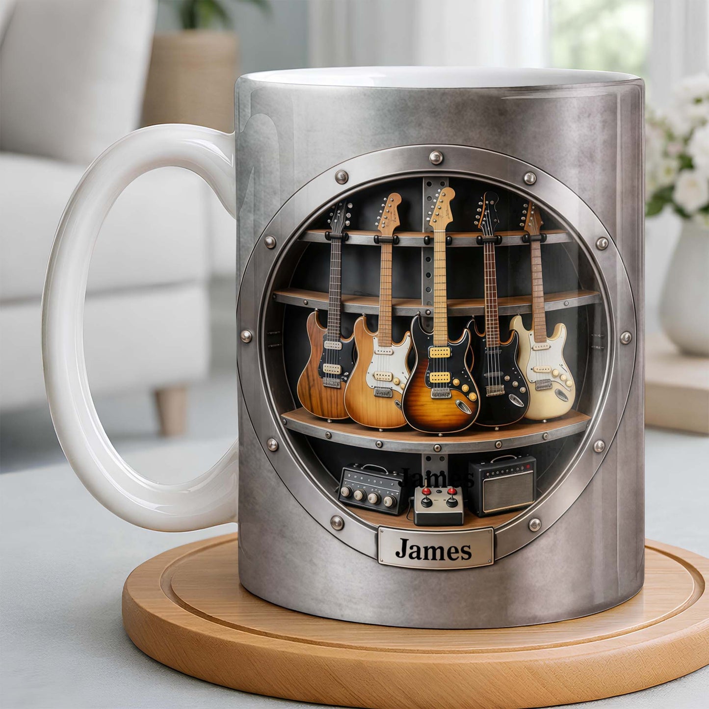 A Legendary Collection Electric Guitars And Amps In Metal Rack