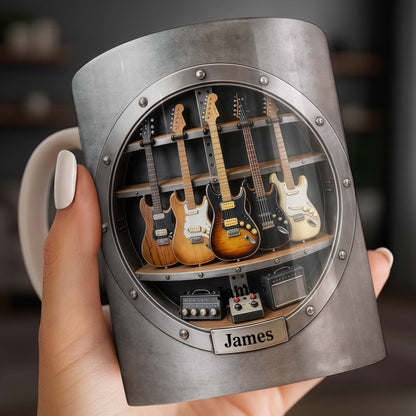 A Legendary Collection Electric Guitars And Amps In Metal Rack