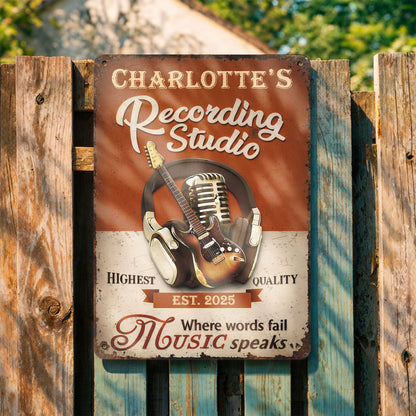 Recording Studio Where Words Fail Music Speaks Guitar And Headphones