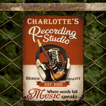 Recording Studio Where Words Fail Music Speaks Guitar And Headphones