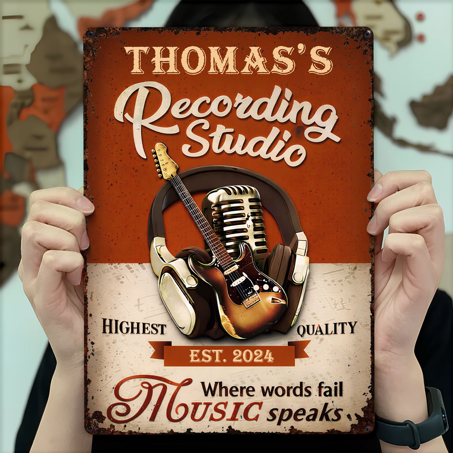 Recording Studio Where Words Fail Music Speaks Guitar And Headphones