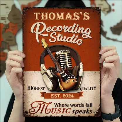 Recording Studio Where Words Fail Music Speaks Guitar And Headphones