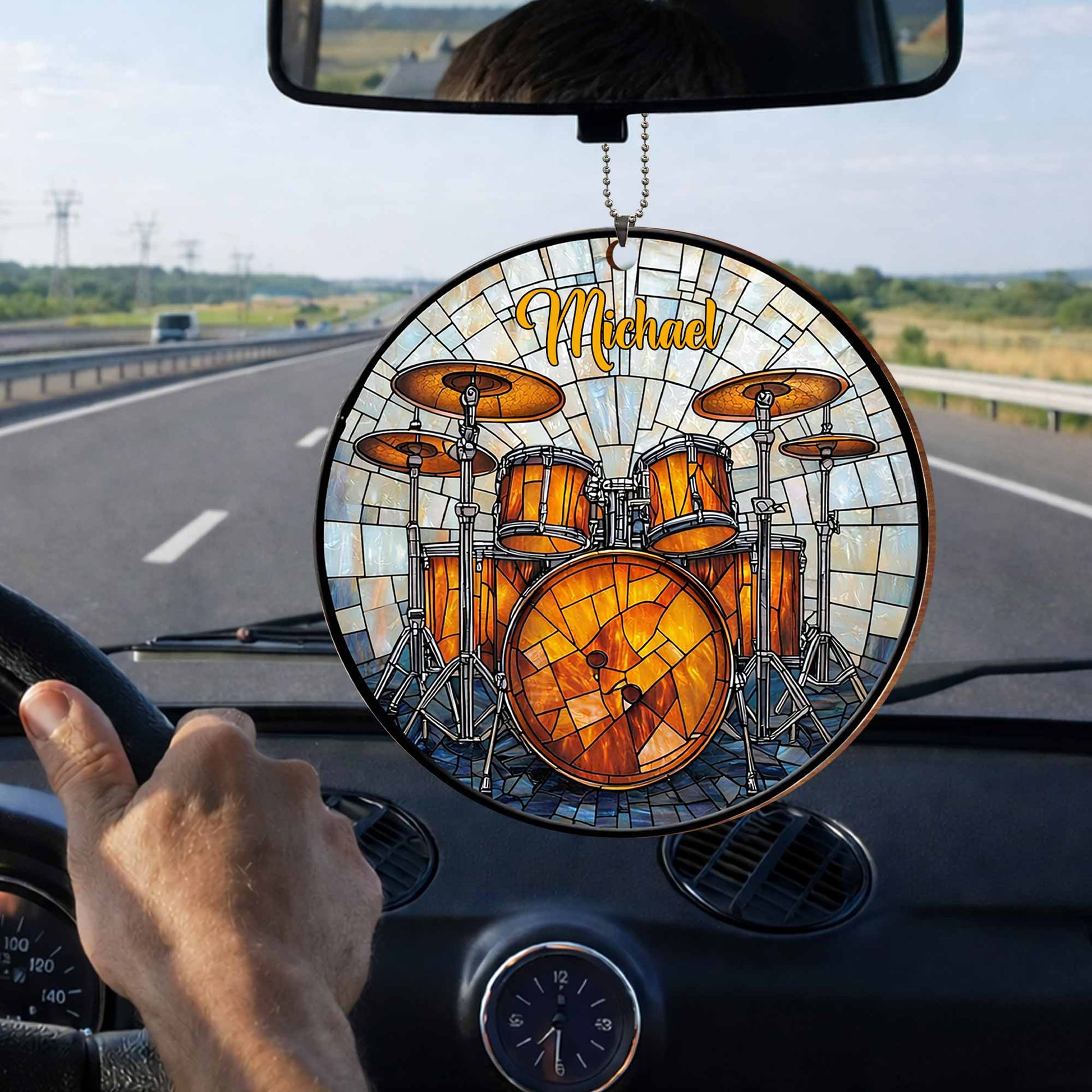 Music Is The Heartbeat Of The Soul Drum Set Stained Glass Style