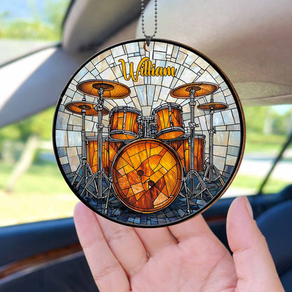 Music Is The Heartbeat Of The Soul Drum Set Stained Glass Style