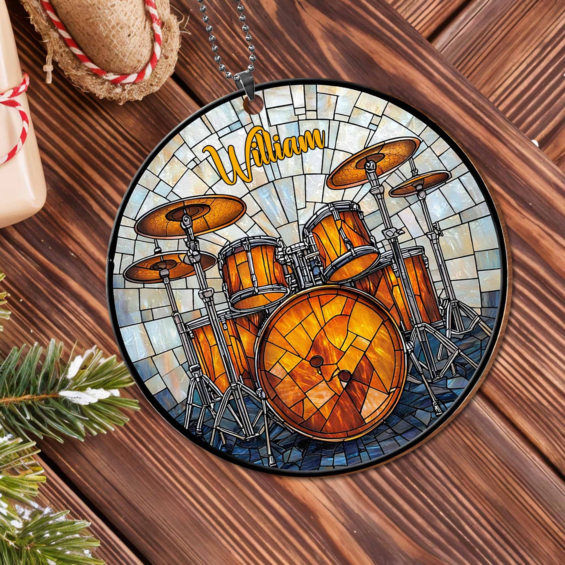 Music Is The Heartbeat Of The Soul Drum Set Stained Glass Style