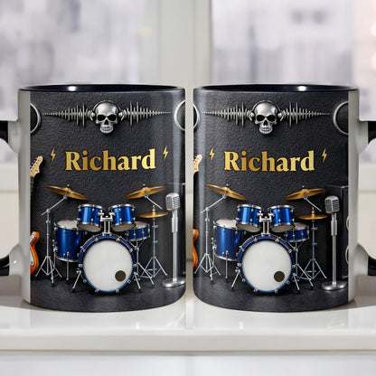 Rock On And Play Loud With Drums Skull And Guitar Design