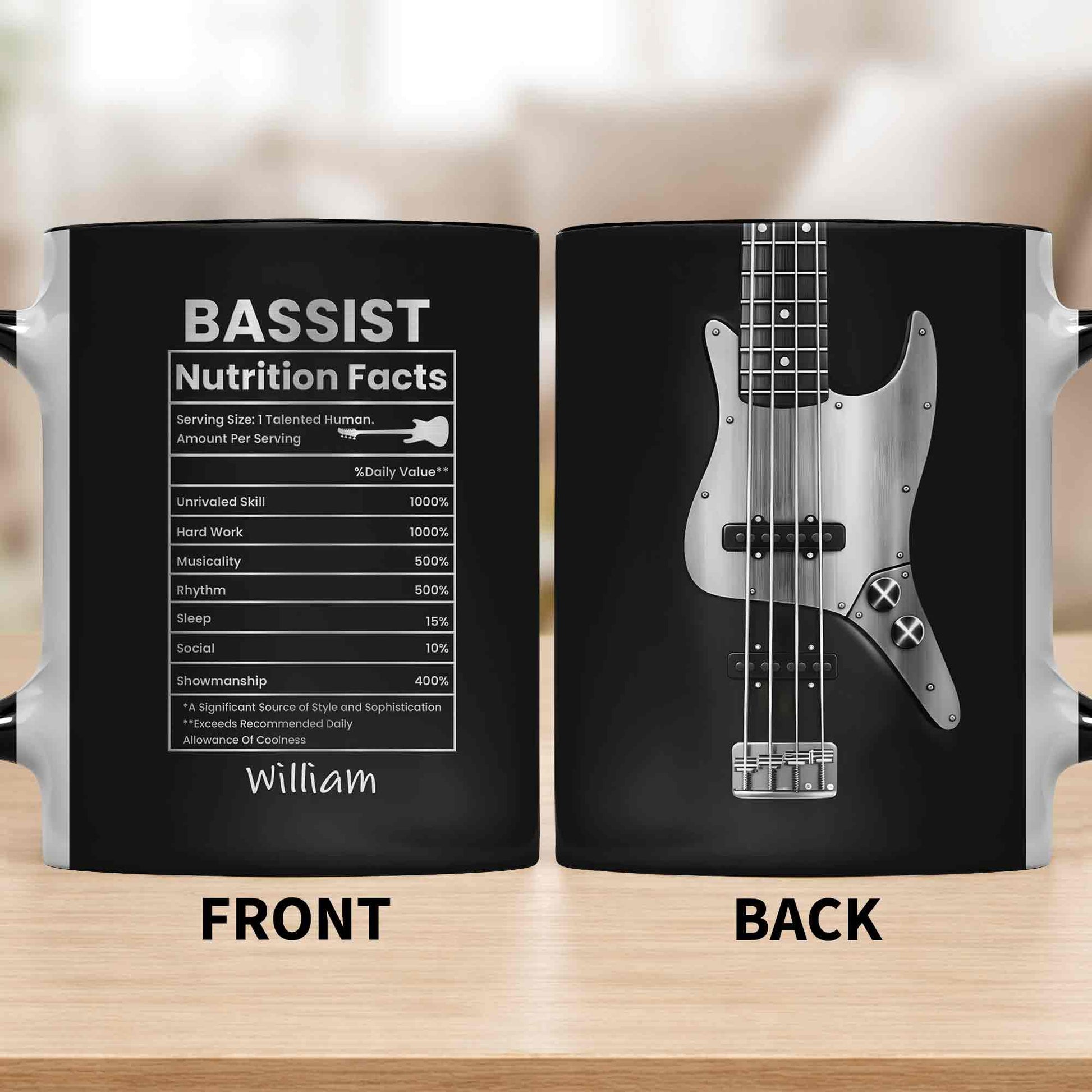 Bassist Nutrition Facts Talented Human Bass Guitar Silhouette