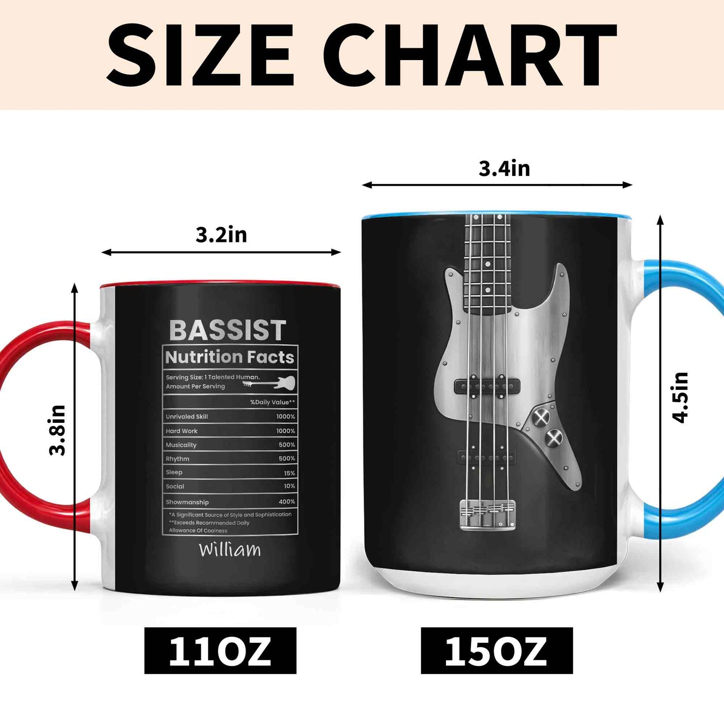 Bassist Nutrition Facts Talented Human Bass Guitar Silhouette