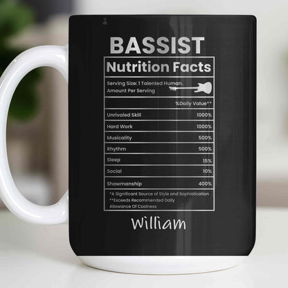 Bassist Nutrition Facts With Bass Guitar Silhouette