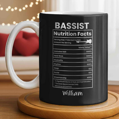 Bassist Nutrition Facts With Bass Guitar Silhouette