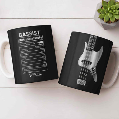 Bassist Nutrition Facts With Bass Guitar Silhouette