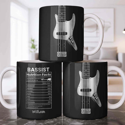 Bassist Nutrition Facts With Bass Guitar Silhouette