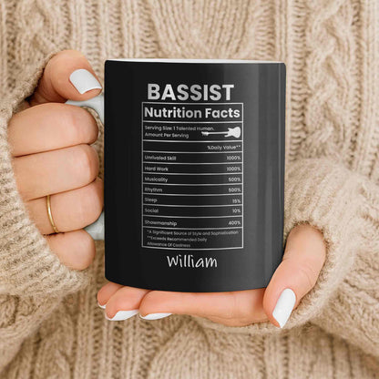 Bassist Nutrition Facts With Bass Guitar Silhouette