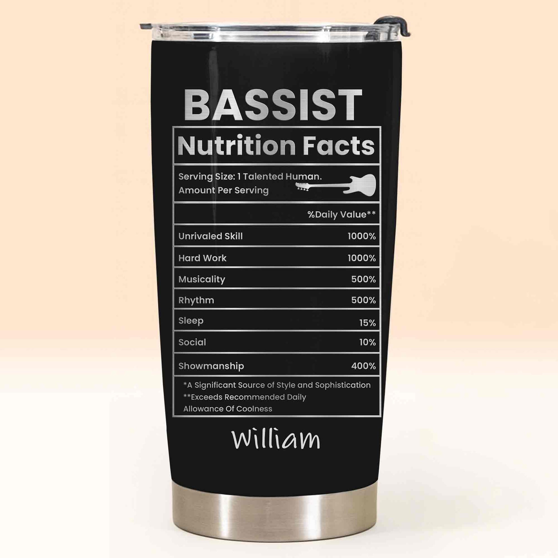 Bassist Nutrition Facts With Bass Guitar Graphic Personalized Custom Name