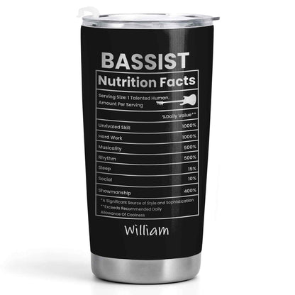 Bassist Nutrition Facts With Bass Guitar Graphic Personalized Custom Name