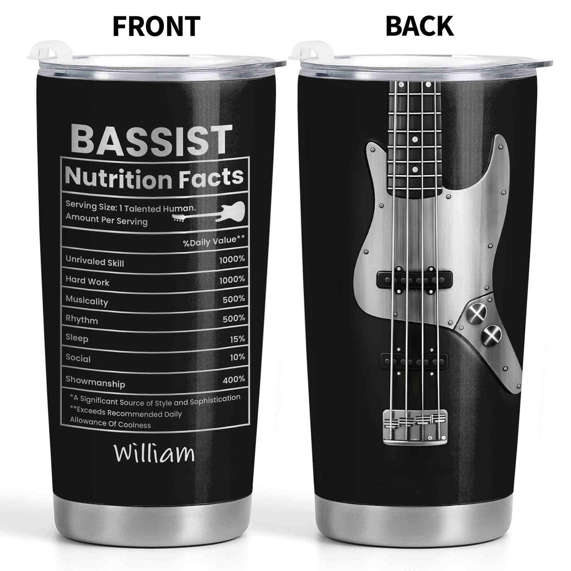 Bassist Nutrition Facts With Bass Guitar Graphic Personalized Custom Name