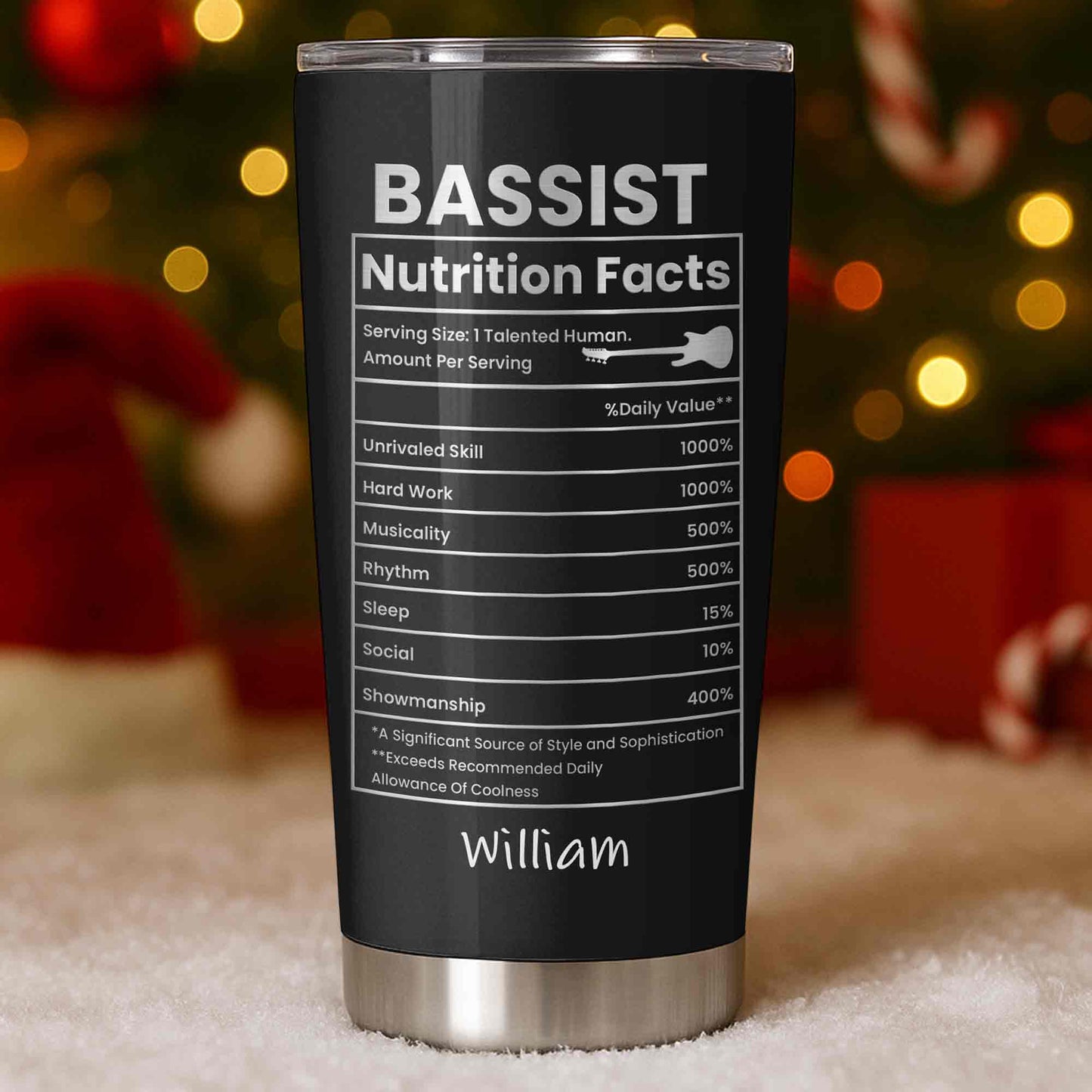 Bassist Nutrition Facts With Bass Guitar Graphic Personalized Custom Name