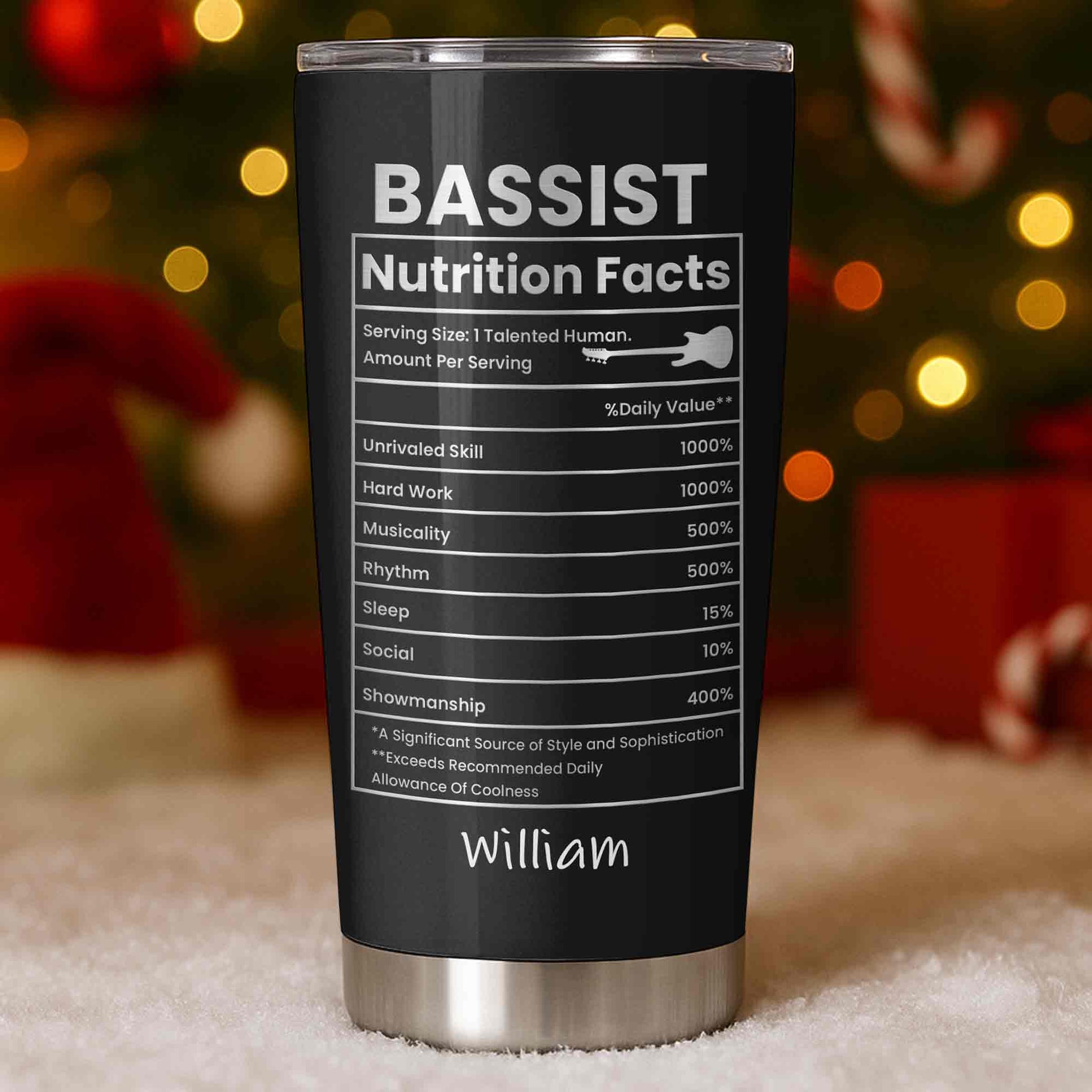 Bassist Nutrition Facts With Bass Guitar Graphic Personalized Custom Name