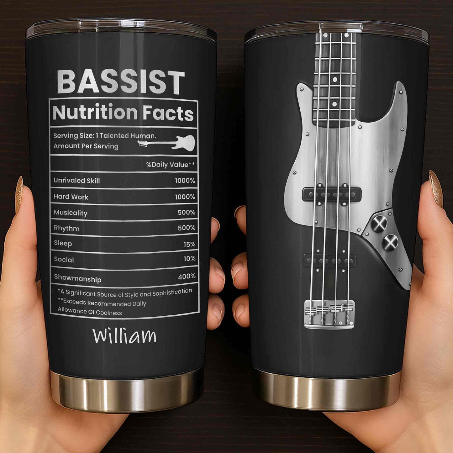 Bassist Nutrition Facts With Bass Guitar Graphic Personalized Custom Name