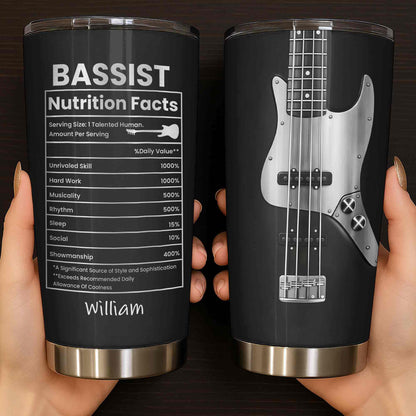 Bassist Nutrition Facts With Bass Guitar Graphic Personalized Custom Name