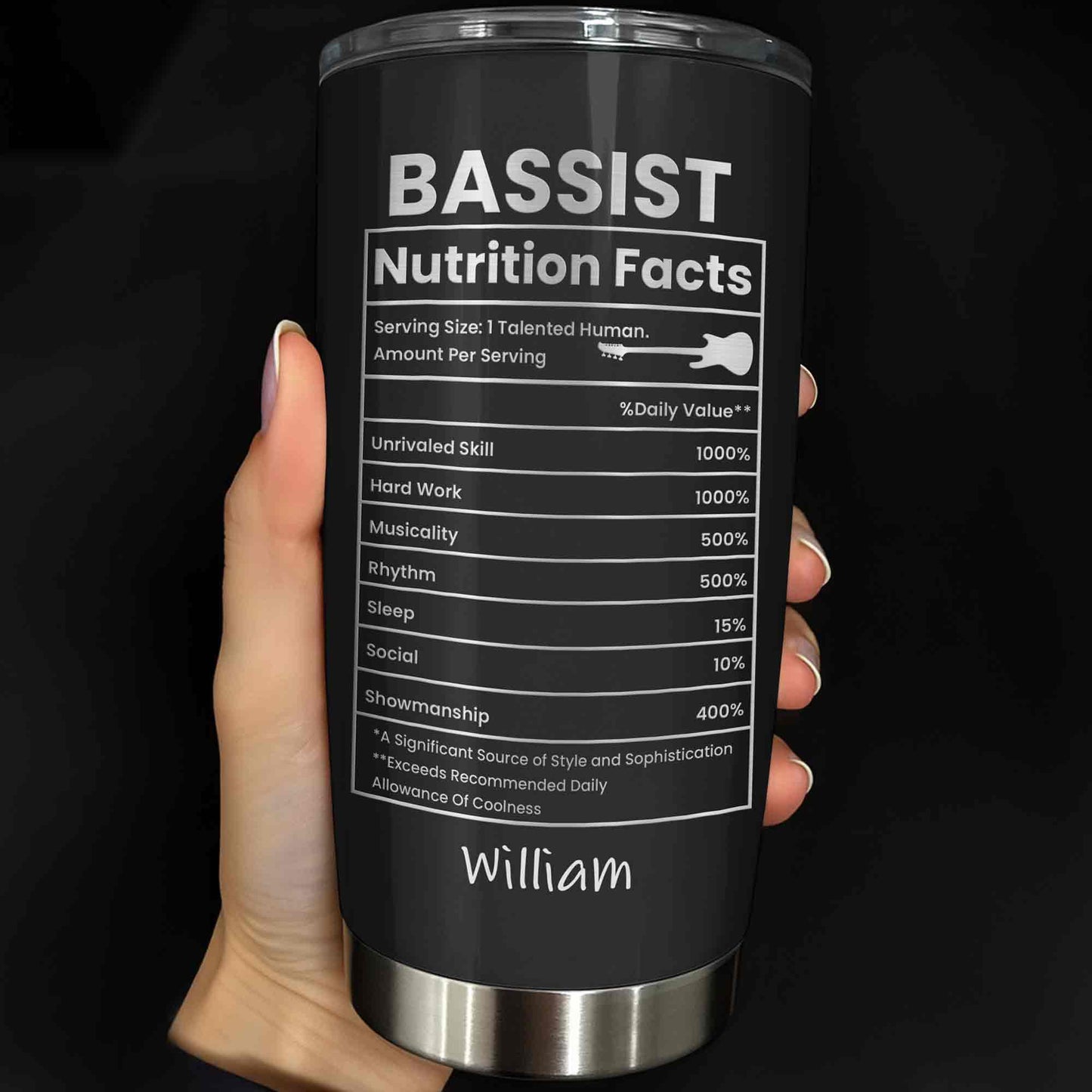 Bassist Nutrition Facts With Bass Guitar Graphic Personalized Custom Name