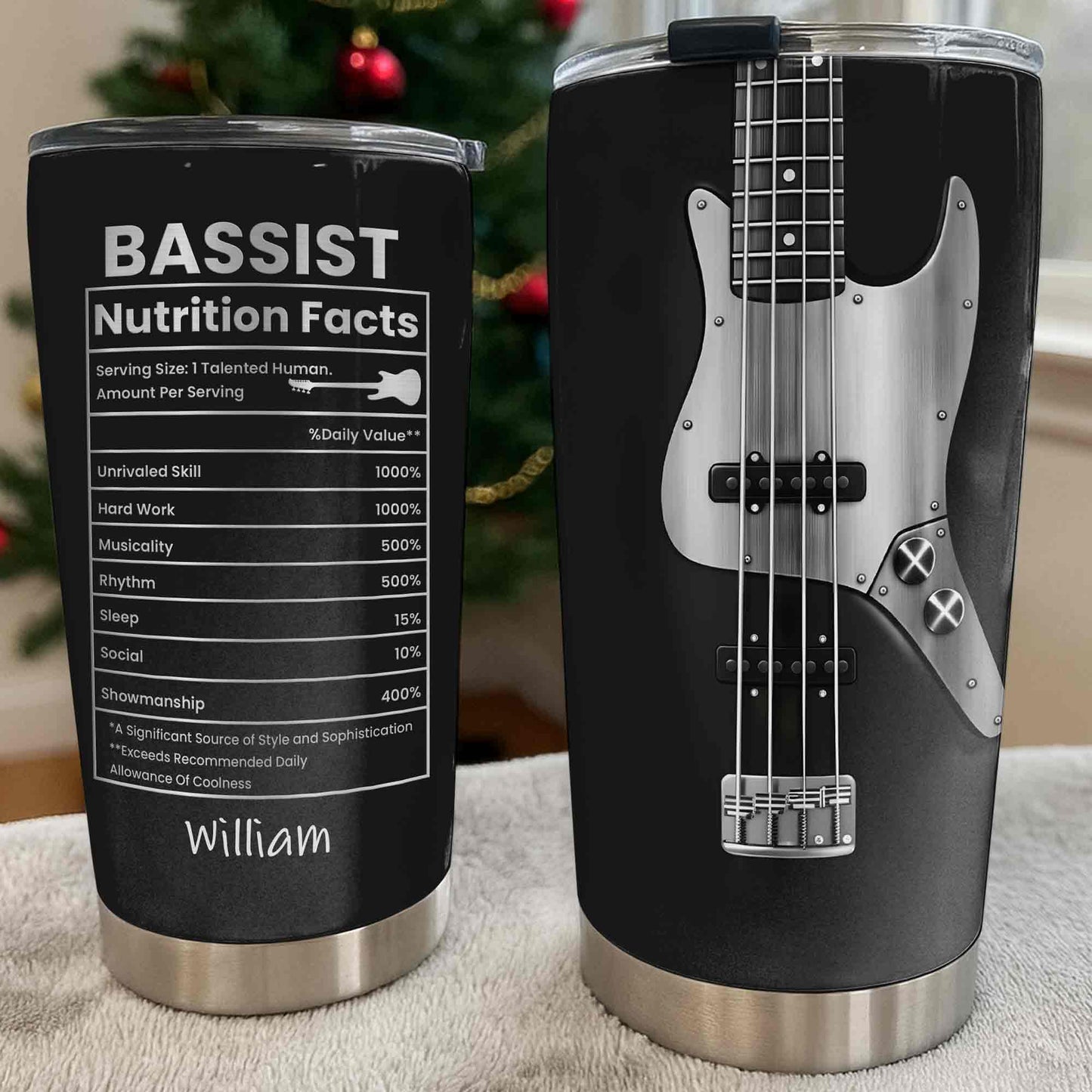 Bassist Nutrition Facts With Bass Guitar Graphic Personalized Custom Name