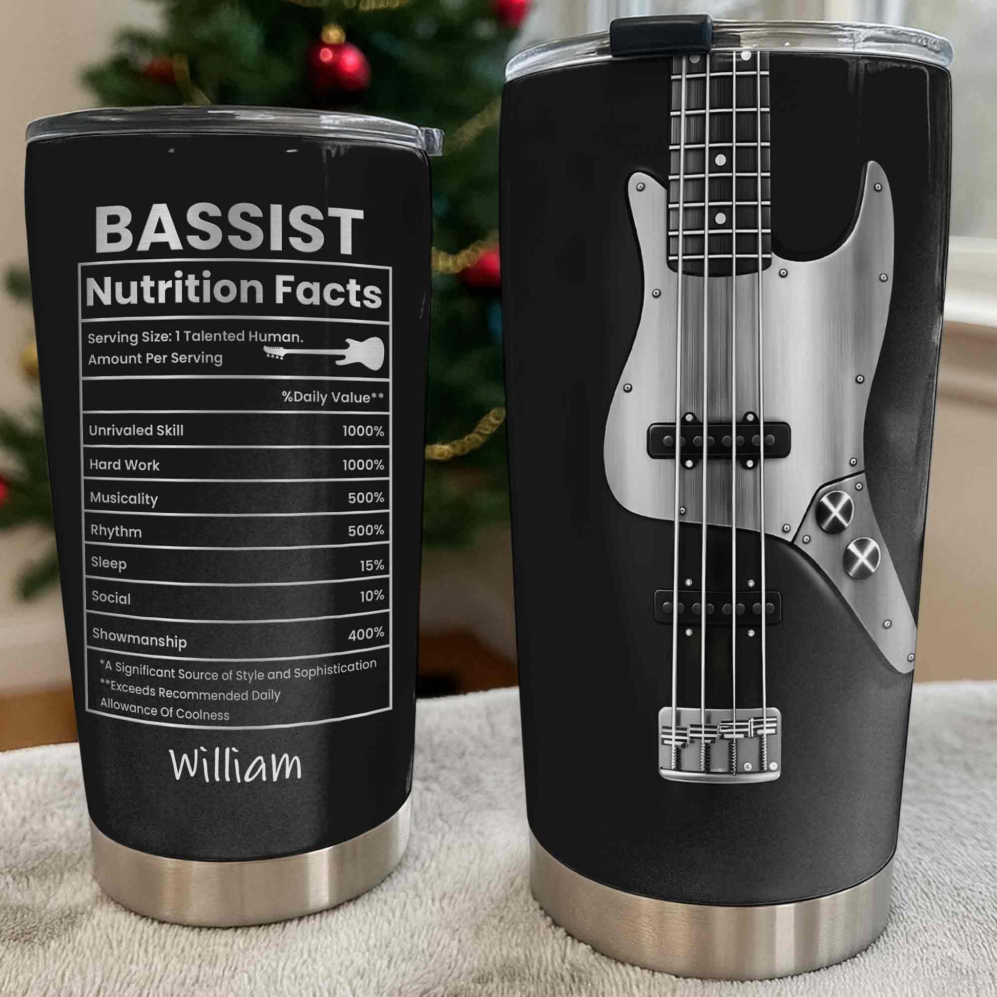 Bassist Nutrition Facts With Bass Guitar Graphic Personalized Custom Name