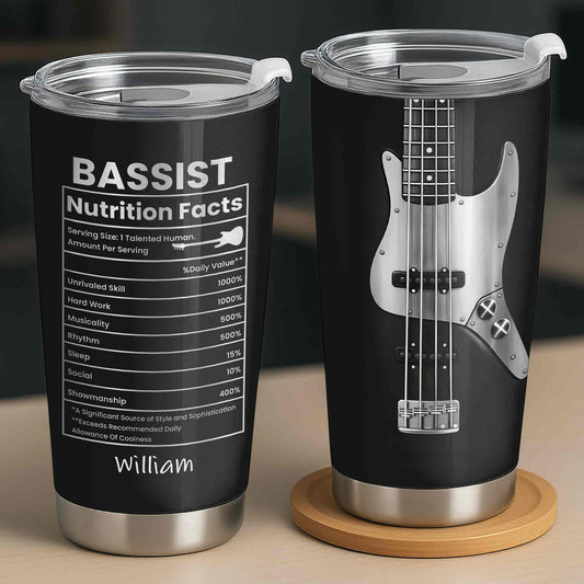 Bassist Nutrition Facts With Bass Guitar Graphic Personalized Custom Name