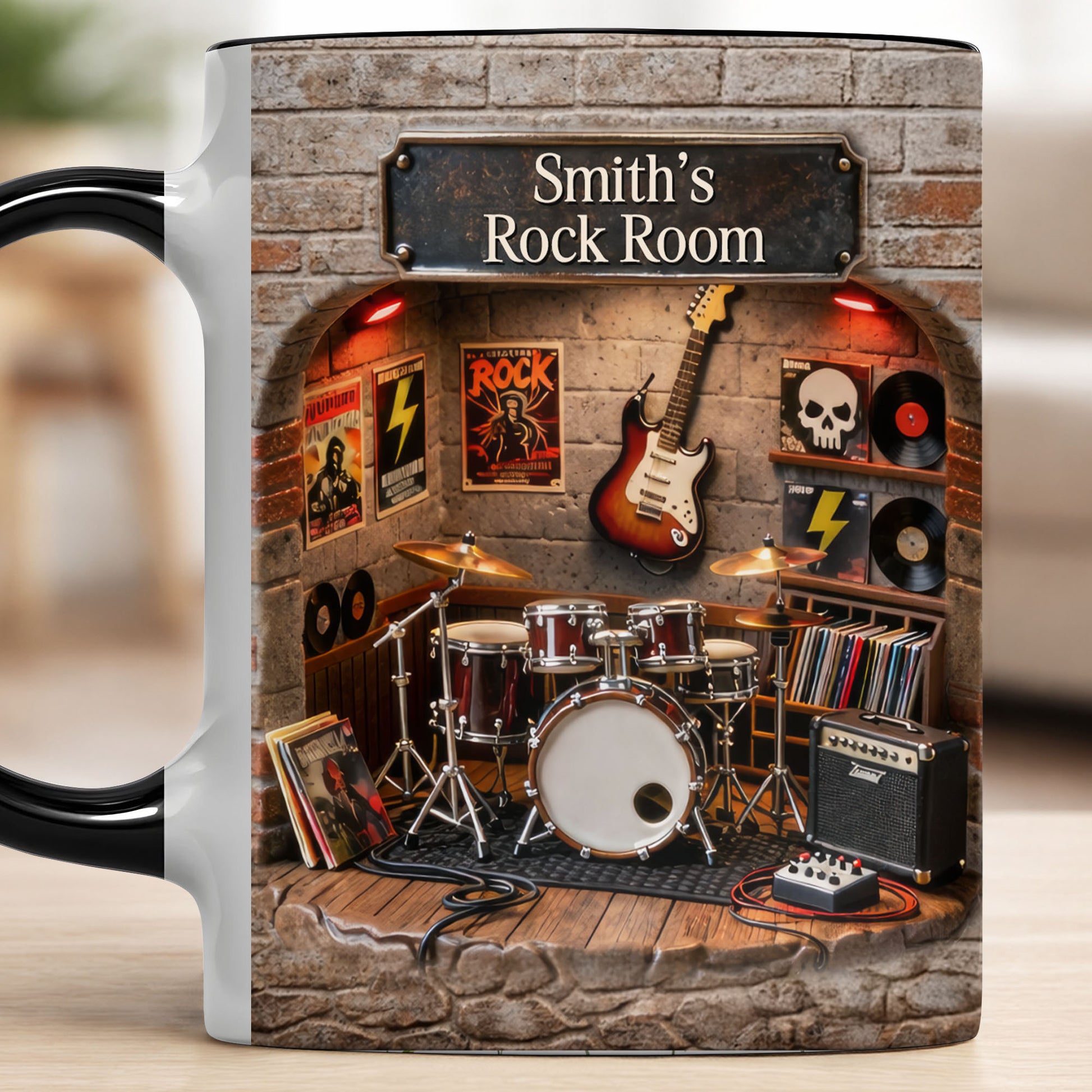 Rock Room With Guitar And Drums Set Design