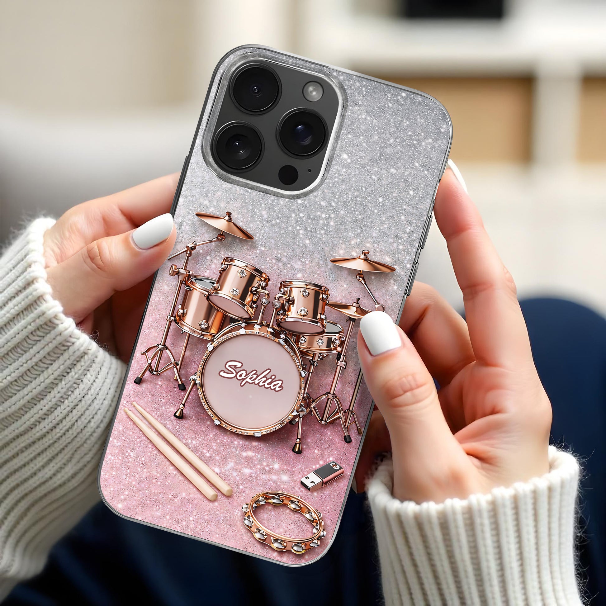 Keep To The Beat Rose Gold Glitter Drum Set Sparkle