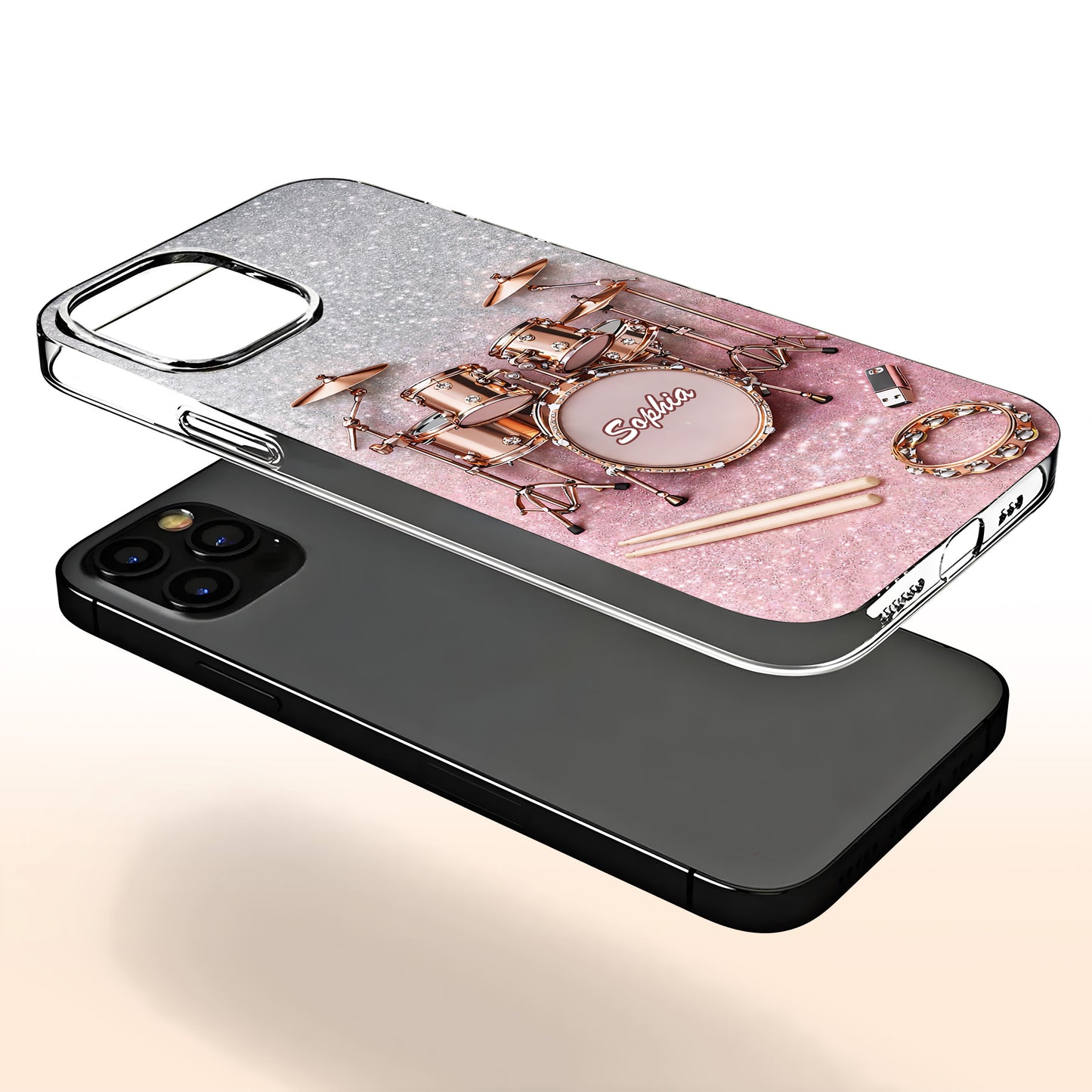 Keep To The Beat Rose Gold Glitter Drum Set Sparkle