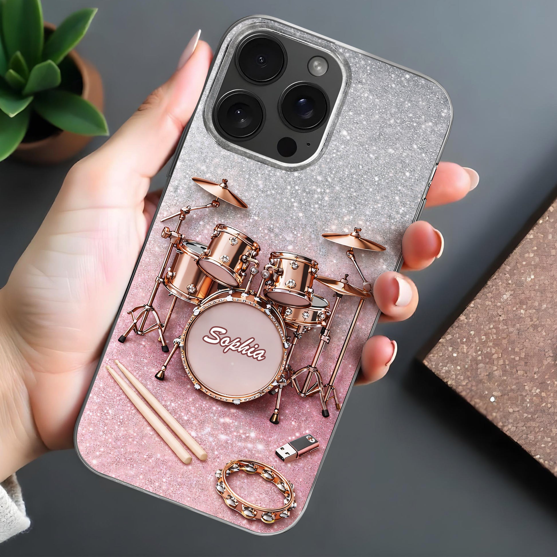 Keep To The Beat Rose Gold Glitter Drum Set Sparkle