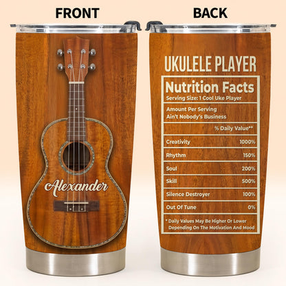 Ukulele Player Nutrition Facts Funny Wood Texture Instrument