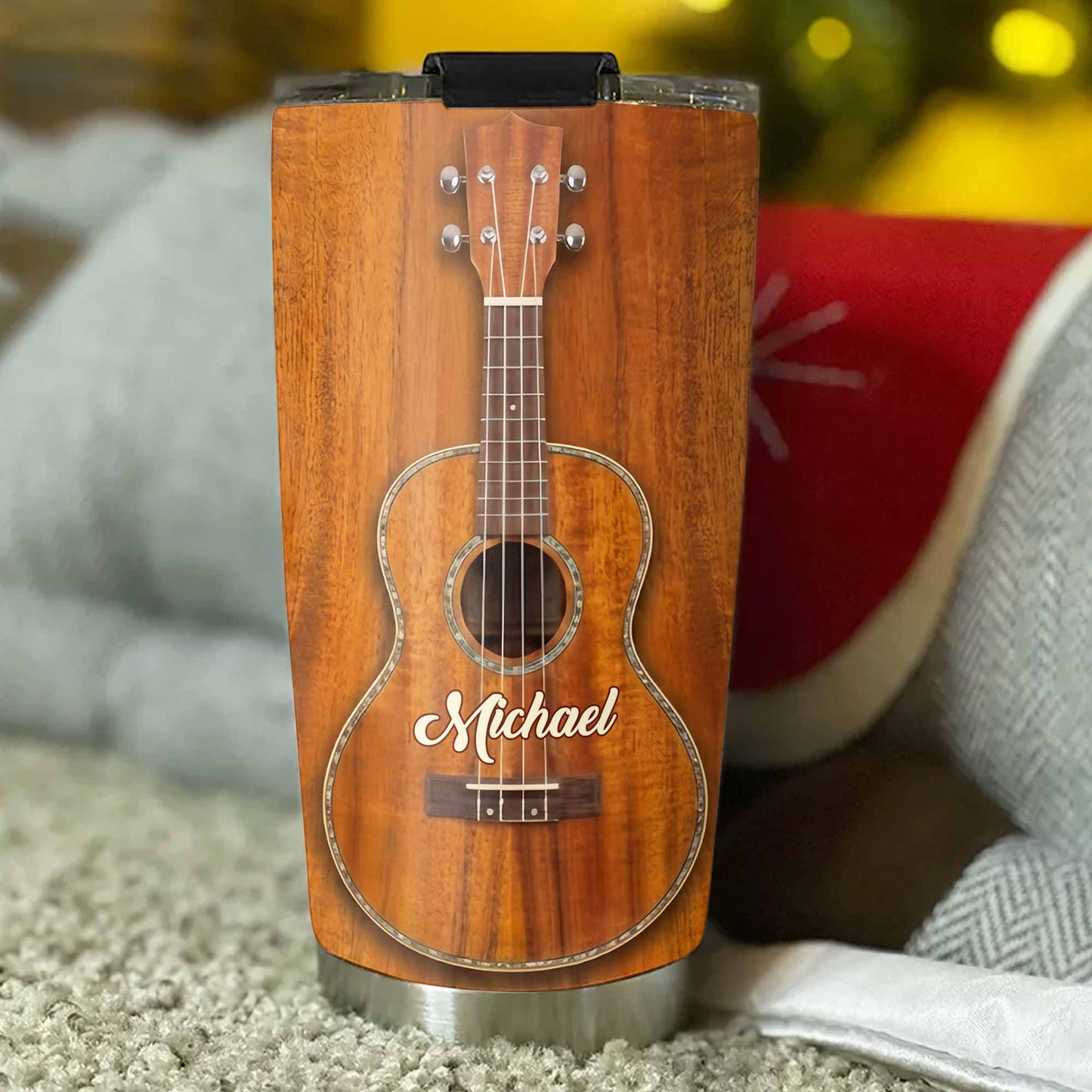 Ukulele Player Nutrition Facts Funny Wood Texture Instrument