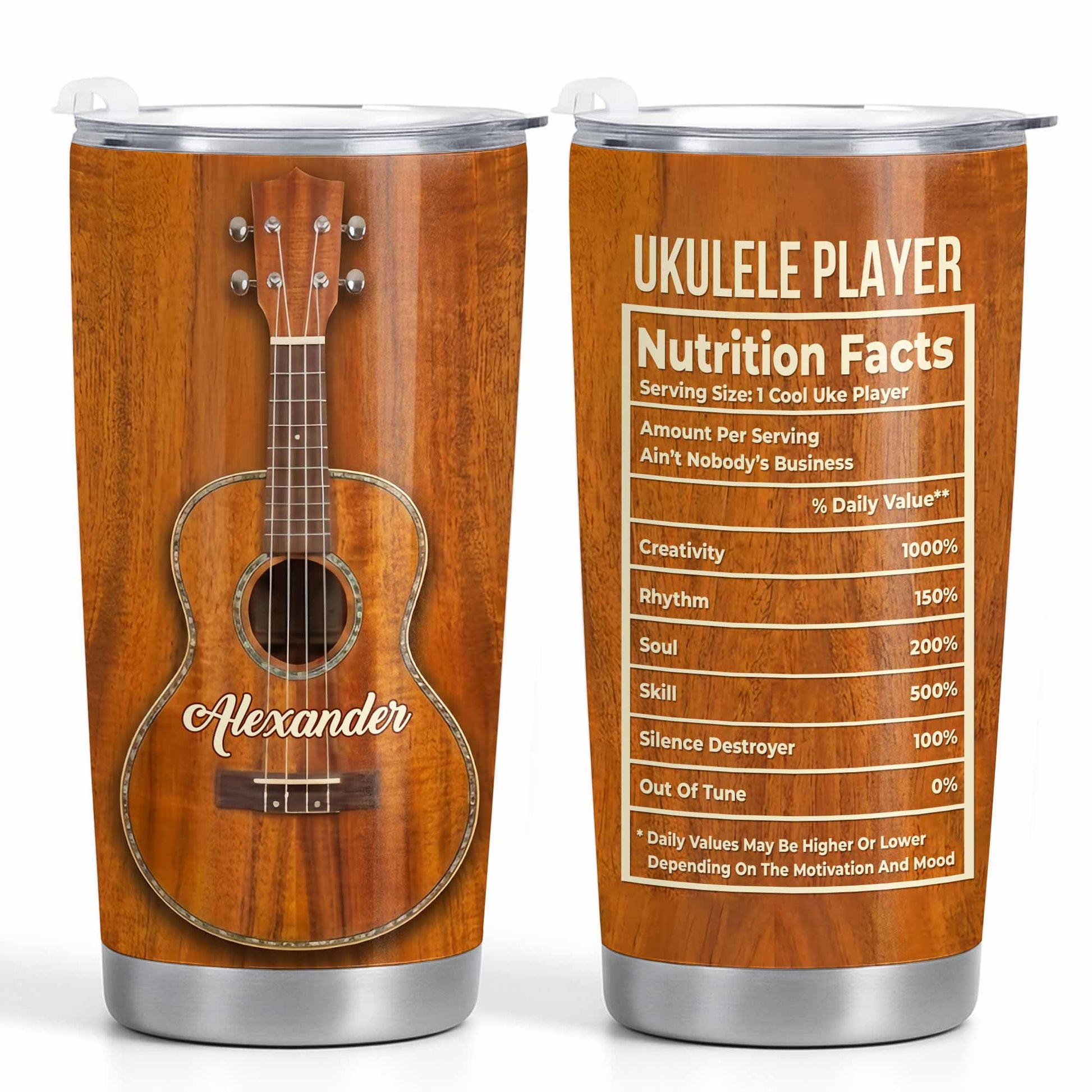 Ukulele Player Nutrition Facts Funny Wood Texture Instrument