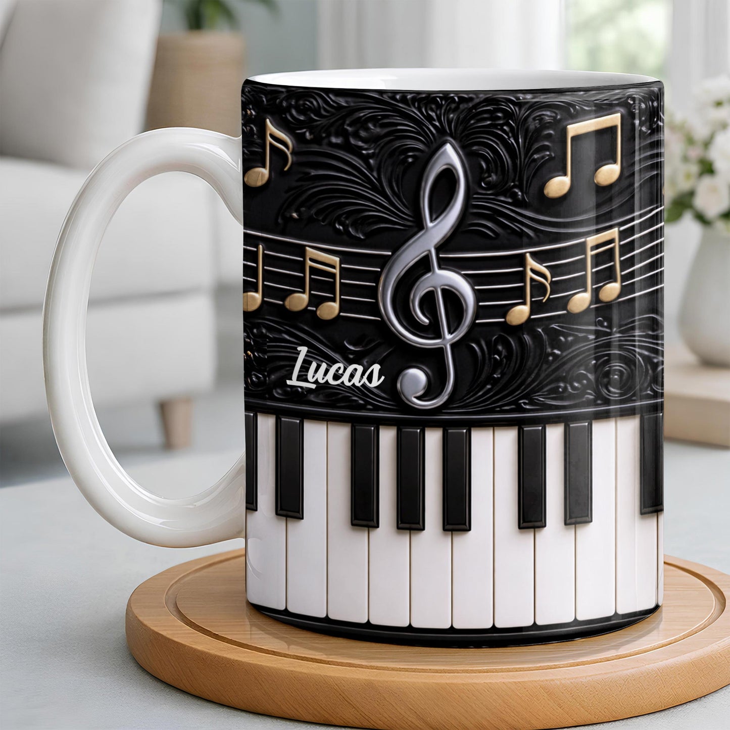 Personalized Music Note Design With Piano Keys - Personalized Custom Coffee Mug - MUSIC024_MG
