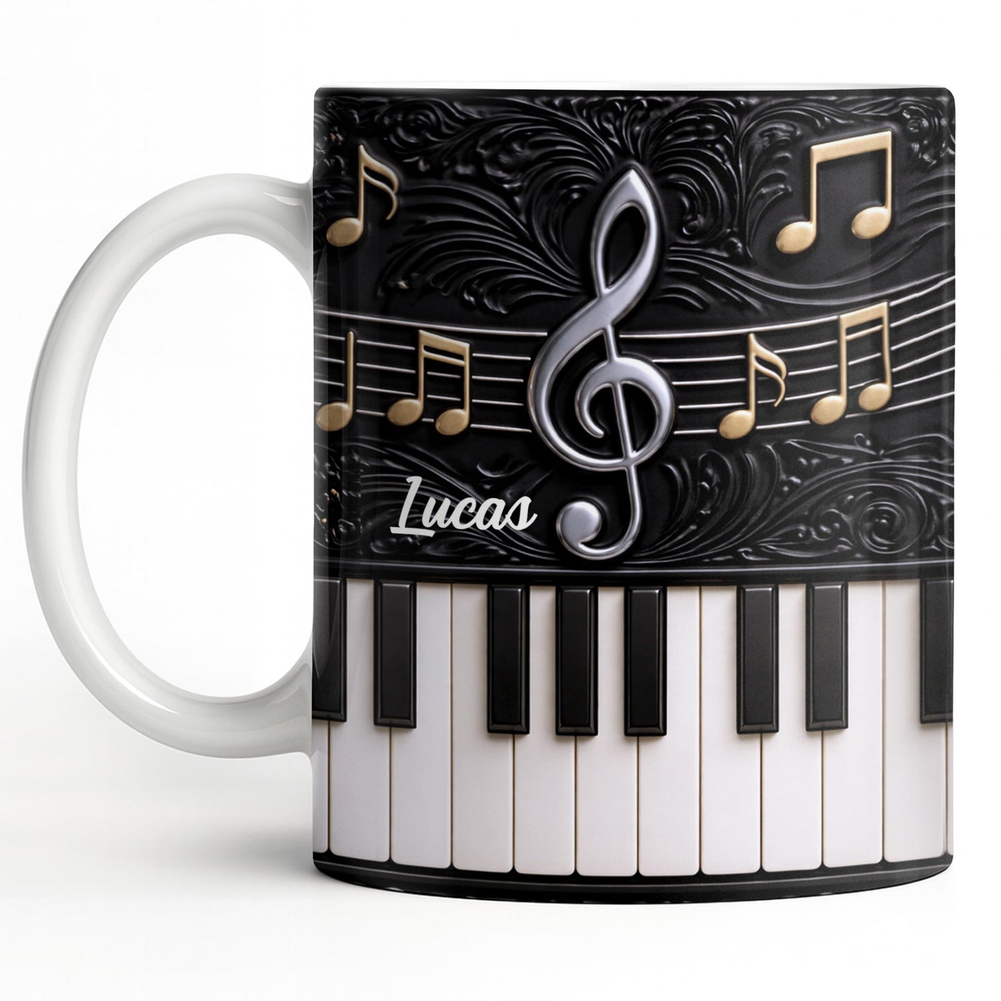 Personalized Music Note Design With Piano Keys - Personalized Custom Coffee Mug - MUSIC024_MG