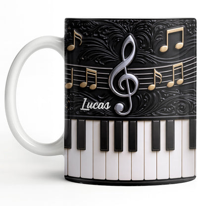 Personalized Music Note Design With Piano Keys - Personalized Custom Coffee Mug - MUSIC024_MG