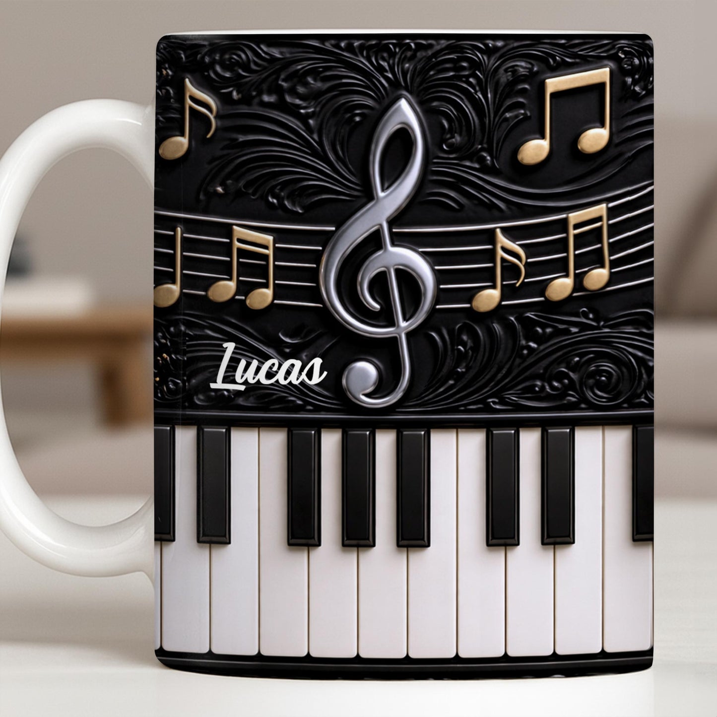 Personalized Music Note Design With Piano Keys - Personalized Custom Coffee Mug - MUSIC024_MG
