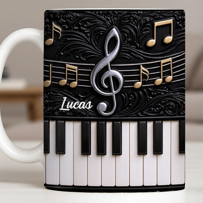 Personalized Music Note Design With Piano Keys - Personalized Custom Coffee Mug - MUSIC024_MG