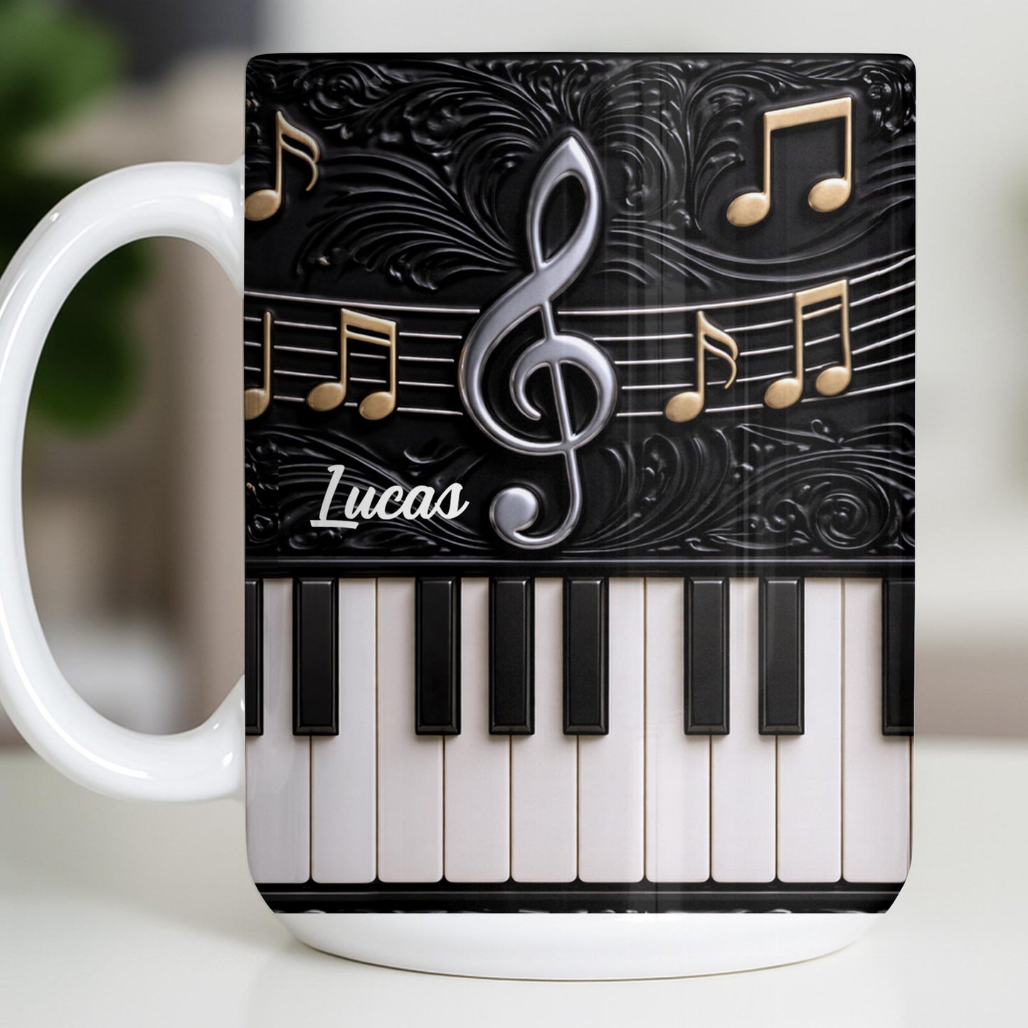 Personalized Music Note Design With Piano Keys - Personalized Custom Coffee Mug - MUSIC024_MG
