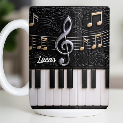 Personalized Music Note Design With Piano Keys - Personalized Custom Coffee Mug - MUSIC024_MG