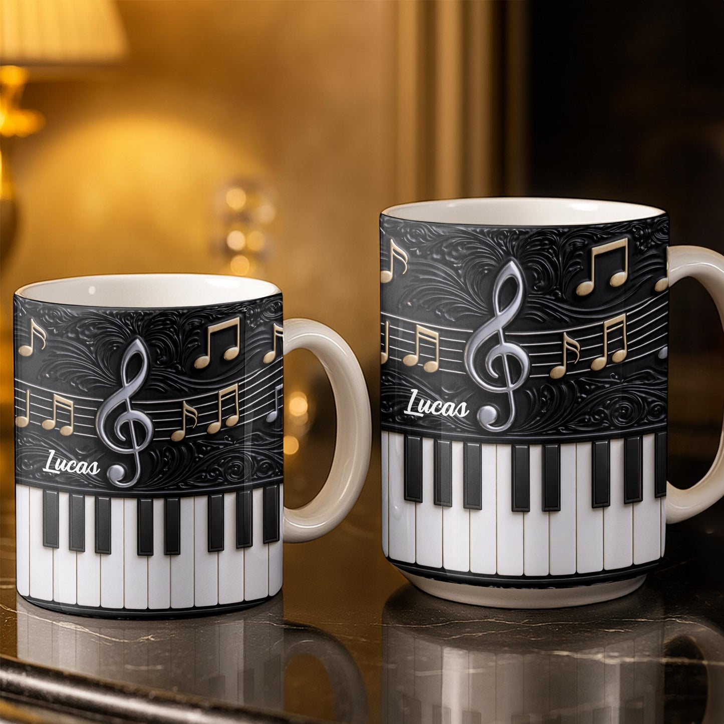 Personalized Music Note Design With Piano Keys - Personalized Custom Coffee Mug - MUSIC024_MG
