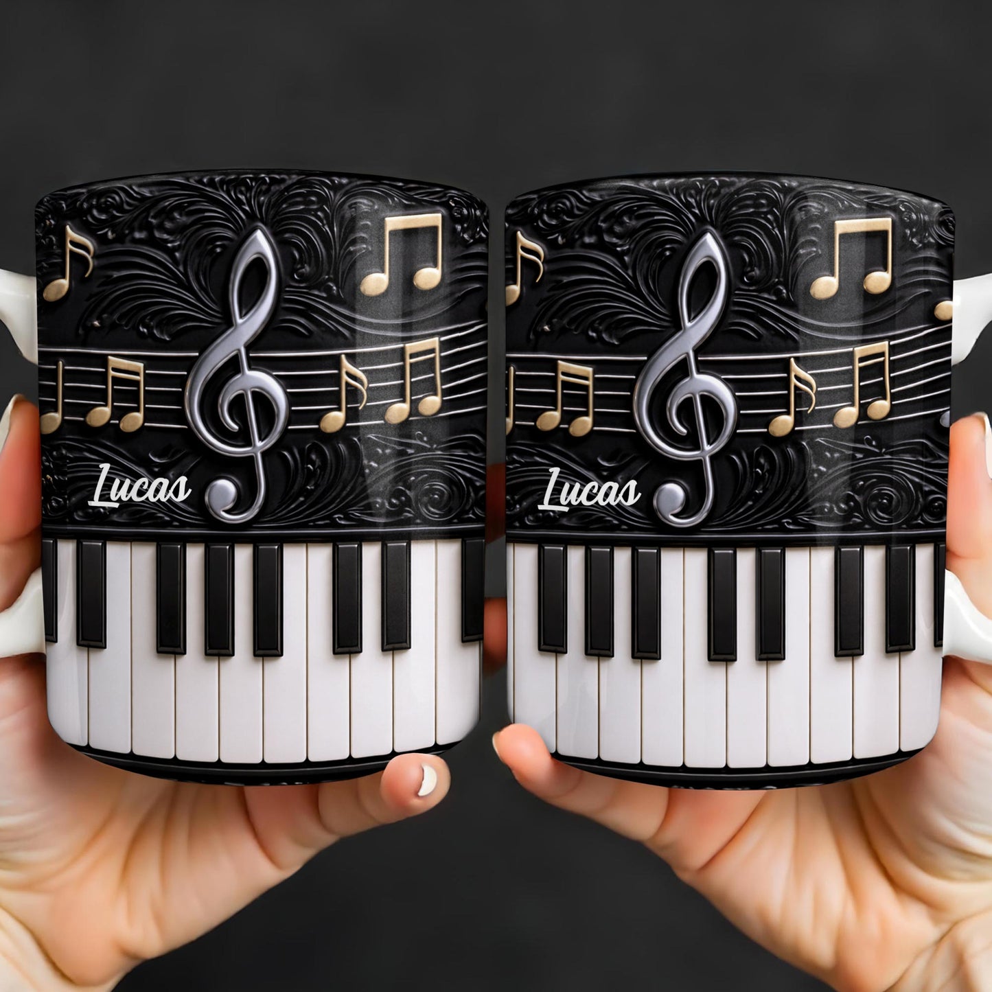 Personalized Music Note Design With Piano Keys - Personalized Custom Coffee Mug - MUSIC024_MG