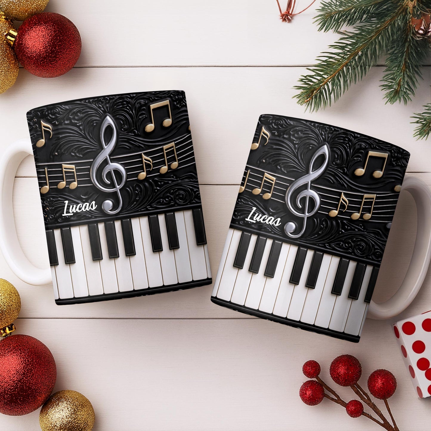Personalized Music Note Design With Piano Keys - Personalized Custom Coffee Mug - MUSIC024_MG
